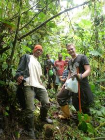 Luis and volunteers in forest good